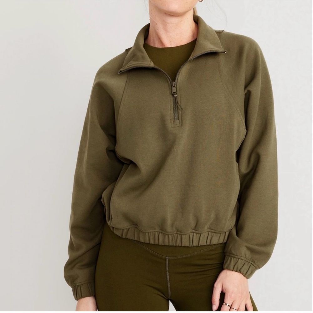 OLD NAVY Active Dynamic Fleece Oversized 1/2-Zip Olive Sweatshirt Sz: L